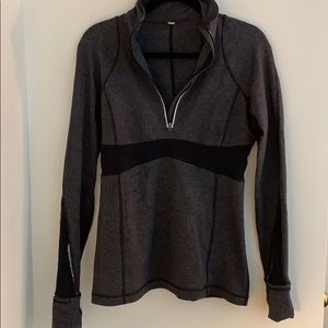 Women's Quarter-Zip Pullover Hoodie - Charcoal Gray